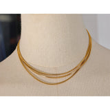 Waterproof Stainless Steel Overlay Long Chain Necklace 18K Plated Jewelry