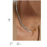 Waterproof Stainless Steel Chain Zirconia Necklace