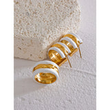 Enamel Stainless Steel C Shape Round Earrings