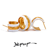 Enamel Stainless Steel C Shape Round Earrings
