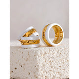 Enamel Stainless Steel C Shape Round Earrings