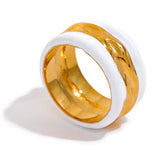 Enamel Stainless Steel C Shape Round Earrings