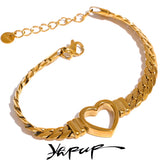 Heart Cuban Chain Stainless Steel Bracelet