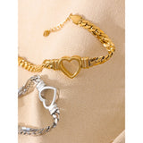 Heart Cuban Chain Stainless Steel Bracelet
