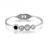 Roman Numeral CZ Crystal Wedding Bangle Stainless Steel Love Charm Bracelet