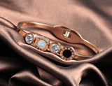 Roman Numeral CZ Crystal Wedding Bangle Stainless Steel Love Charm Bracelet