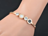 Roman Numeral CZ Crystal Wedding Bangle Stainless Steel Love Charm Bracelet