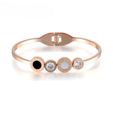 Roman Numeral CZ Crystal Wedding Bangle Stainless Steel Love Charm Bracelet