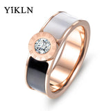 Stainless Steel CZ Crystal Roman Alphabet Ring