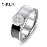 Stainless Steel CZ Crystal Roman Alphabet Ring