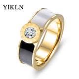 Stainless Steel CZ Crystal Roman Alphabet Ring