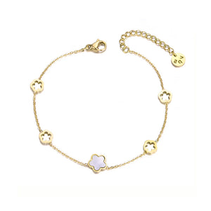 Stainless Steel Shell Flower Charm Bracelet for Women YB19056