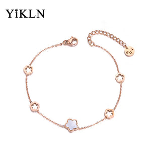 Stainless Steel Shell Flower Charm Bracelet for Women YB19056