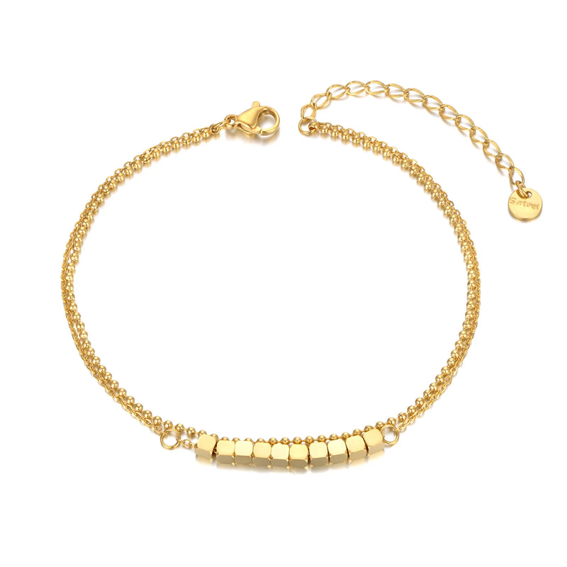 Geometric Square Charm Anklet Stainless Steel Foot Jewelry YA22008