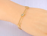 Double-layer CZ Charm Bracelet & Flower Choker Set