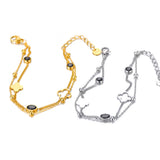Double-layer CZ Charm Bracelet & Flower Choker Set