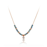 Crystal Charm Pendant Necklace Stainless Steel CZ Choker YN22097