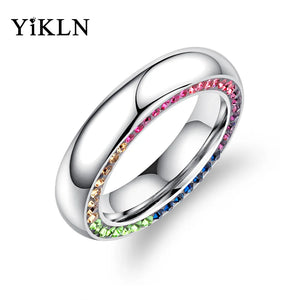 Colorful CZ Wedding Rings Statement Bands Engagement Ring