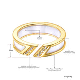 Stainless Steel Ceramic Ring 18K Plated CZ Crystal Wedding Rings