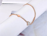 Romantic Rhinestone Heart Charm Bracelet Stainless Steel CZ Crystal Chain