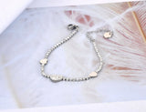 Romantic Rhinestone Heart Charm Bracelet Stainless Steel CZ Crystal Chain