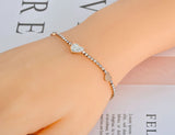 Romantic Rhinestone Heart Charm Bracelet Stainless Steel CZ Crystal Chain