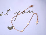 Rose Link Chain Hearts Charm Bracelet Sweety Style Gift YB18183
