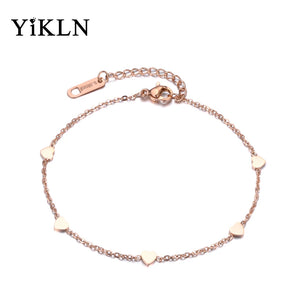 Rose Link Chain Hearts Charm Bracelet Sweety Style Gift YB18183