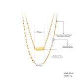 Double Layer Choker Necklace Pearl Link Chain Pendant Jewelry