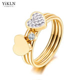 Mosaic CZ Crystal Heart Ring Stainless Steel Wedding Ring YR21032
