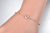 Bohemia Butterfly Crystal Charm Girl's Bracelet Stainless Steel CZ Link