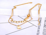 Bohemia Stainless Steel Double-layer Chain Choker Necklace