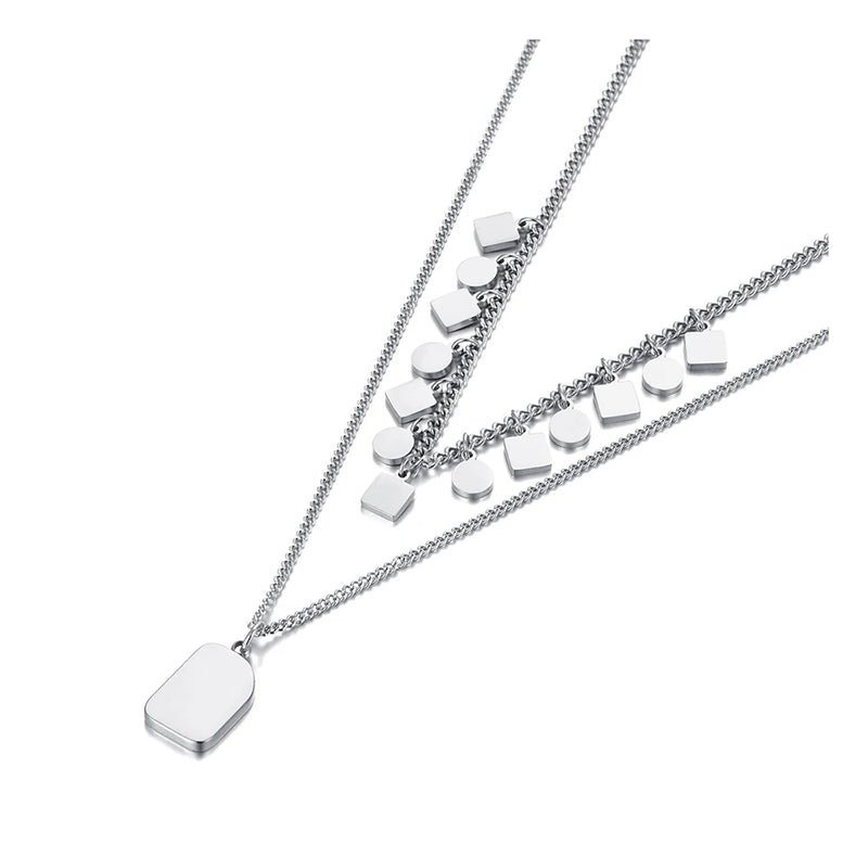 Bohemia Stainless Steel Double-layer Chain Choker Necklace
