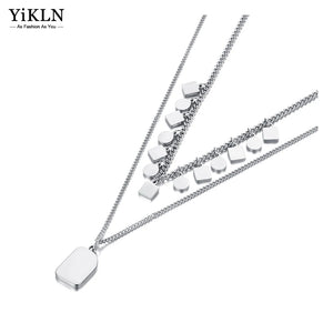 Bohemia Stainless Steel Double-layer Chain Choker Necklace