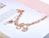 Double Layers CZ Roman Numerals Bracelet Bangle For Women YB19088