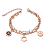 Double Layers CZ Roman Numerals Bracelet Bangle For Women YB19088