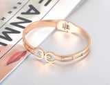 Stainless Steel Rhinestone Bangles Charm Bracelet YB18069