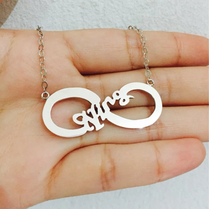Personalized 925 Silver Infinity Name Necklace Birthday Gift