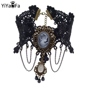 Gothic Lace Choker Necklace Pendant Vintage Women Accessories