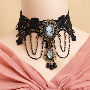 Gothic Lace Choker Necklace Pendant Vintage Women Accessories