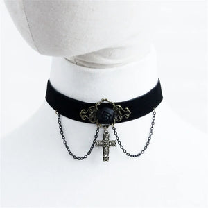 Vintage Cross Choker Necklace Pendant for Women DD-18