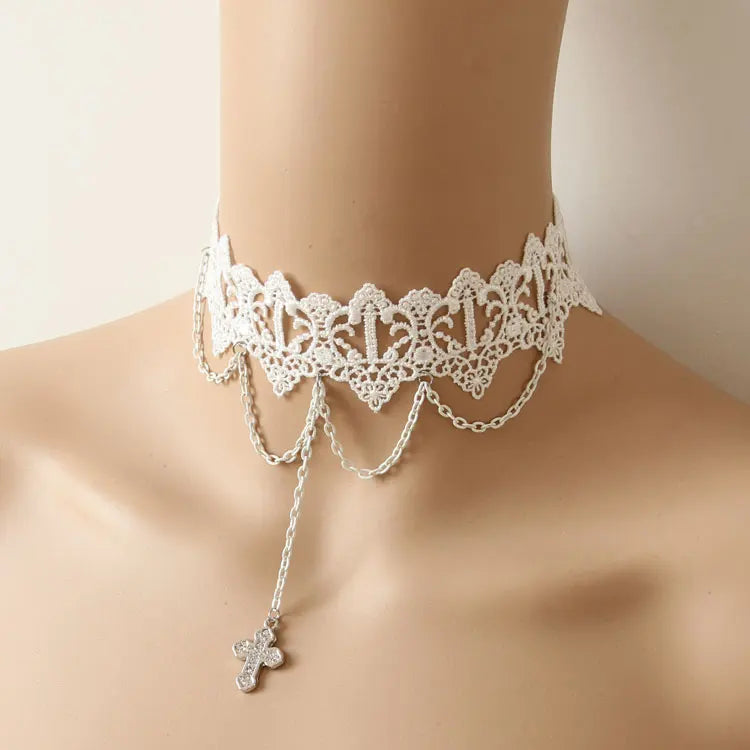 Vintage Cross Choker Necklace Pendant for Women DD-18