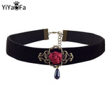 Rose Choker Necklace Gothic Party Jewelry Vintage Statement
