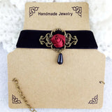 Rose Choker Necklace Gothic Party Jewelry Vintage Statement