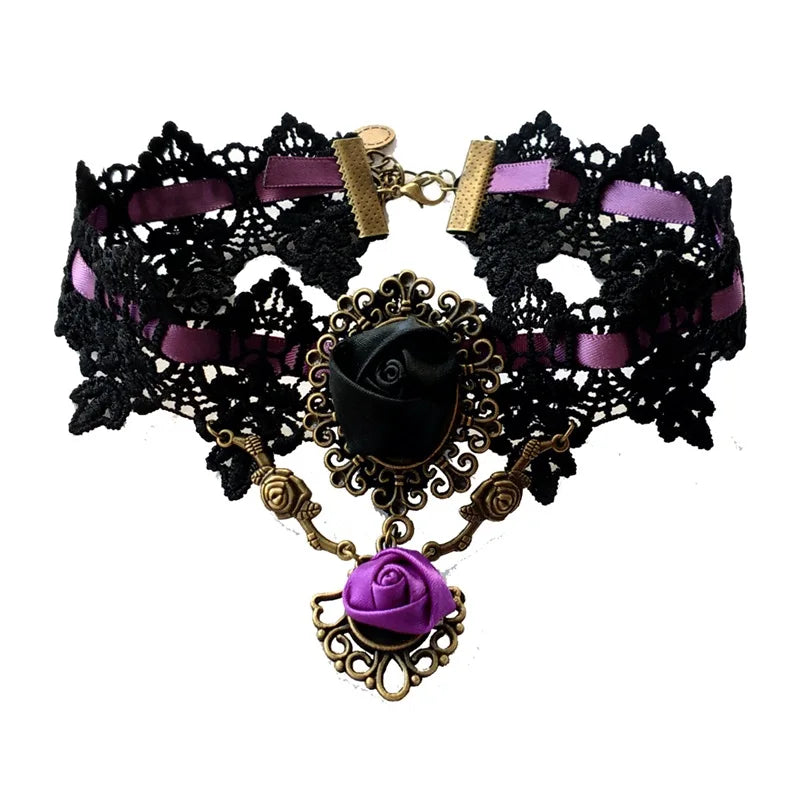 Vintage Lace Choker Necklace Pendant for Women Party Jewelry