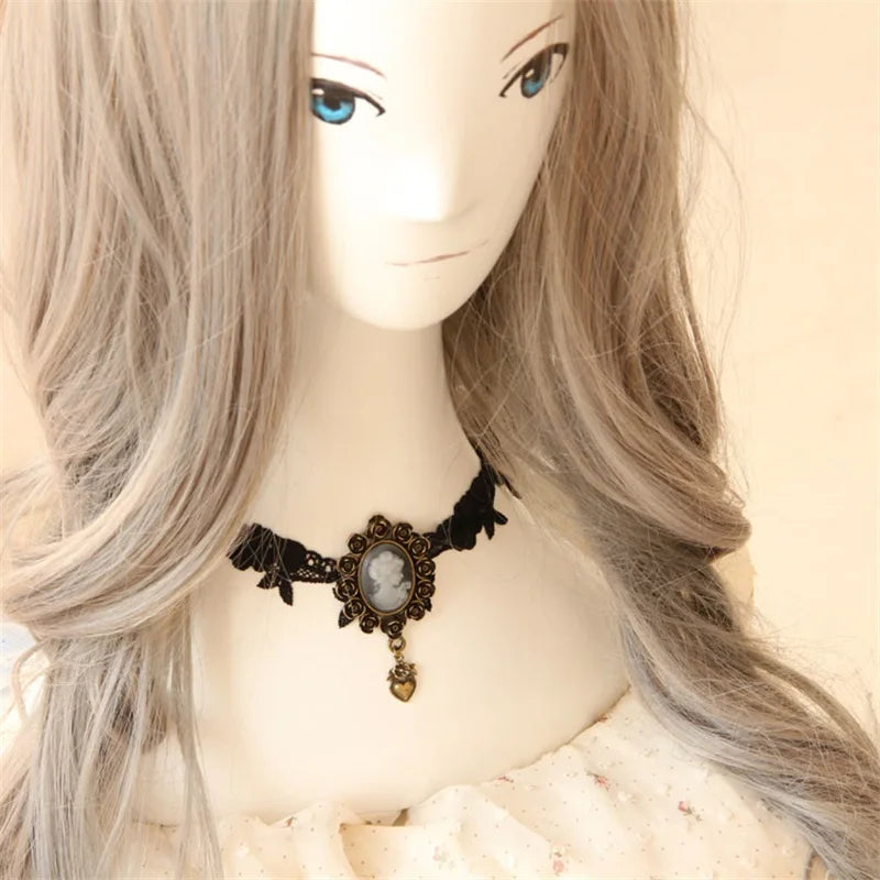 Vintage Lace Necklace Pendant Gothic Jewelry Women Accessories Choker