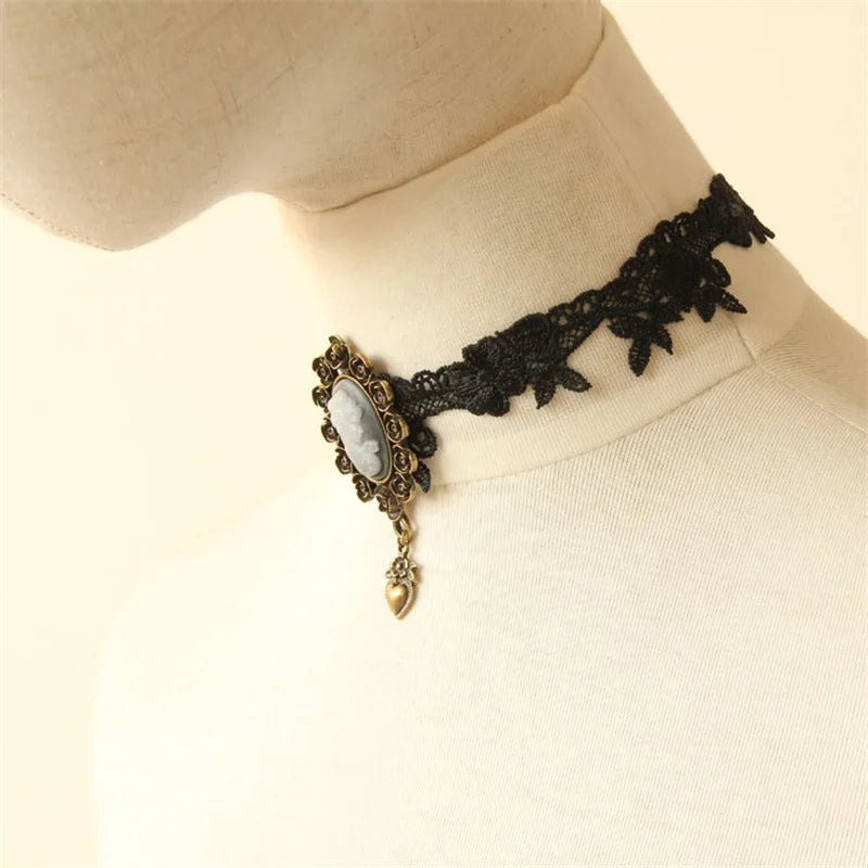Vintage Lace Necklace Pendant Gothic Jewelry Women Accessories Choker