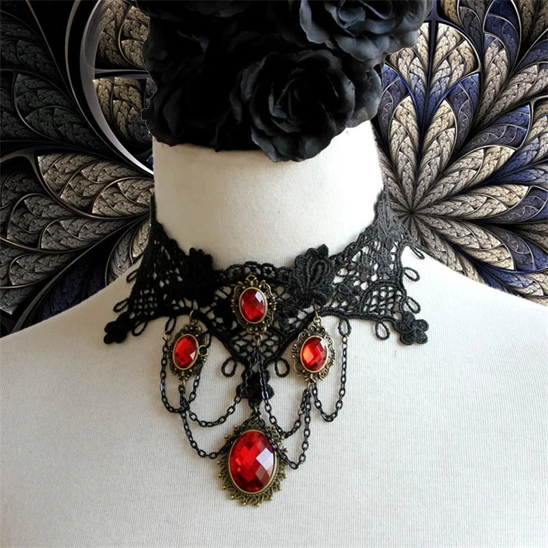 Vintage Lace Necklace & Pendant Choker False Collar Statement Necklaces
