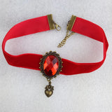 Red Ribbon Choker Necklace & Pendant Gothic Jewelry Party Jewelry