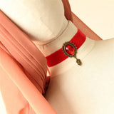 Red Ribbon Choker Necklace & Pendant Gothic Jewelry Party Jewelry